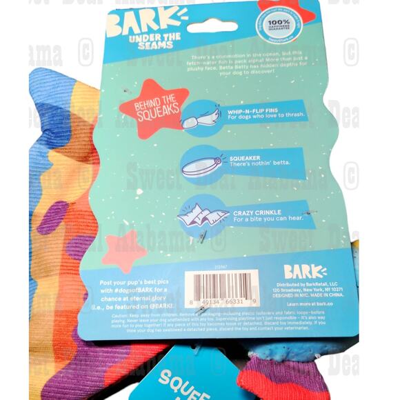 Bark Thrash It! Under The Seams Fish Soft Toy for Small Dogs - Picture 4 of 5